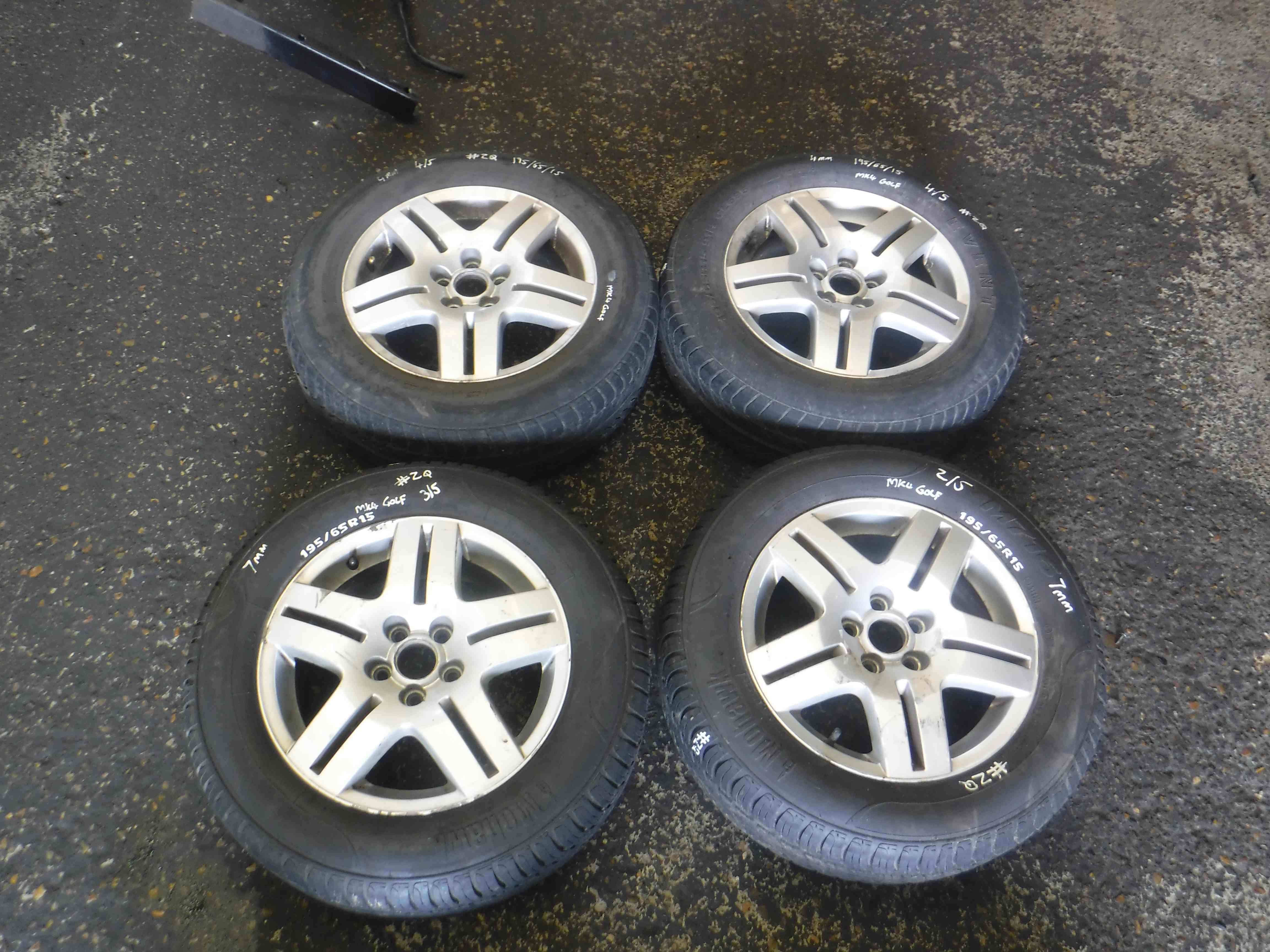 Volkswagen Golf MK4 1997-2004 Alloy Wheels Set X4 %20 Tyres 195 65 15 ...